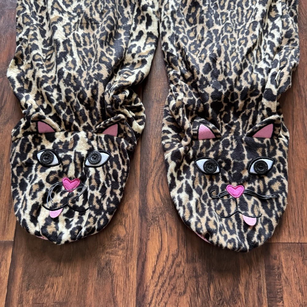 NWT NICK & NORA Footie Pajamas Leopard Print Fleece Womens 2XL Comfy Soft Lounge - Picture 12 of 16